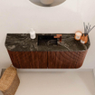 Mondiaz JOYA-DLUX Meuble de toilette 93,2cm - arrondi gauche et droite couleur Ruby - Vasque FAYE position Milieu 1 trou de robinet couleur Lava SW1423658