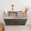 Mondiaz JOYA-DLUX 60cm toiletmeubel - kleur Shadow - Wastafel FAYE positie Links Zonder kraangat kleur Oza. SW1425027