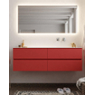 Mondiaz VICA ensemble de meuble de salle de bain - 150cm - meuble sous-vasque fire - 4 tiroirs - lavabo cloud droite - sans trou de robinet version XL 60cm de haut SW1090799