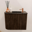 Mondiaz JOYA-DLUX 51.6cm toiletmeubel - ronding links kleur Walnut - Wastafel FAYE positie Rechts 1 kraangat kleur Lava. SW1422489