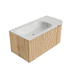 MONDIAZ KURVE-DLUX meuble de salle de bain 95cm avec module 25 R couleur chêne avec 1 tiroir et 1 porte. Lavabo BIG SMALL gauche 1 trou de robinetterie couleur Opalo. SW1137525