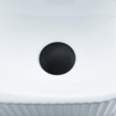 QeramiQ Fuente Ensemble lave-mains - 40x21.5x12cm - gauche - cannelé - demi-rond - 1 trou de robinet - céramique - robinet lave-mains noir mat - bouchon de vidage - siphon abaissé - blanc brillant SW1232882