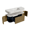 MONDIAZ THOR-DLUX 120cm meuble de salle de bains arrondi gauche + droite couleur Dusk avec 1 tiroir et 2 portes. Vasque suspendue CLOUD Milieu sans trou de robinet couleur Glace. SW1463247