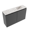MONDIAZ TURE-DLUX meuble WC 80cm Dark Grey. EDEN lavabo Glace position droite. Avec 1 trou de robinet. SW1103310