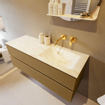 Mondiaz VICA-DLUX ensemble de meuble de salle de bain - 130cm - meuble sous-vasque oro - 2 tiroirs - lavabo encastré cloud droite - sans trous de robinet - version haute de 60cm - ostra SW1085597