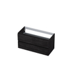 INK Wastafelonderkast - 100x45x52cm - 2 lades - greeploos - met houten keerlijst - MFC - Houtskool eiken SW207413