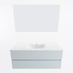 Mondiaz VICA ensemble de meuble de salle de bain - 120cm - meuble sous-vasque argile - 2 tiroirs - lavabo denia milieu - 1 trou de robinet - couleur Blanc Brillant - miroir LED - version XL 60cm haut SW1091918