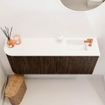 Mondiaz JOYA 101.6cm toiletmeubel - ronding links kleur Walnut - Wastafel FAYE positie Rechts 1 kraangat kleur Talc. SW1421339