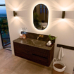 Mondiaz CIRO-DLUX Meuble de salle de bains - 120x45x50cm - Plan vasque solid surface Lava - 1 lavabo à droite - sans trous de robinetterie - 2 tiroirs - Noyer SW1530193