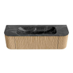 MONDIAZ KURVE-DLUX 150cm Meuble salle de bain avec module 25 G et D - couleur Oak - 1 tiroir - 2 portes - vasque BIG MEDIUM centre - 1 trou de robinet - couleur Lava SW1138133