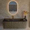 Mondiaz KURVE Ensemble de meuble de salle de bains - 125x46x40cm - 1 tiroir - 1 porte - vasque solid surface - gauche - 1 trou de robinet - Shadow SW1414250