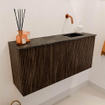 Mondiaz JOYA-DLUX 90cm toiletmeubel - kleur Walnut - Wastafel FAYE positie Rechts Zonder kraangat kleur Lava. SW1422468