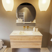 MONDIAZ VICA-DLUX Ensemble meuble de salle de bains - 110cm - meuble bas Washed oak - 2 tiroirs - lavabo encastré cloud au milieu - sans trous de robinetterie - version hauteur 60cm - frape SW1088760