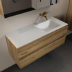Mondiaz AIVY Ensemble de meuble - 120x45x50cm - 0 trous de robinet - 1 vasque Talc Solid surface - Droite - 2 tiroirs - avec armoire de toilette - Melamine Chai SW892257