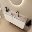 MONDIAZ TURE-DLUX Meuble toilette - 100cm - Talc - EDEN - vasque Glace - position centrale - 1 trou de robinet SW1103134