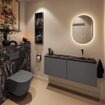 MONDIAZ TURE-DLUX Meuble toilette - 120cm - Dark Grey - EDEN - vasque Lava - position droite - sans trou de robinet SW1103784