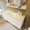MONDIAZ VICA-DLUX Ensemble meuble de salle de bains - 130cm - sous-meuble talc - 2 tiroirs - lavabo encastré cloud au milieu - 1 trou de robinet - version haute 60cm - frape SW1088597