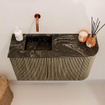 Mondiaz JOYA-DLUX Meuble de toilette 71,6cm - arrondi droite couleur Dusk - Vasque FAYE position Gauche Sans trou de robinet couleur Lava. SW1423244