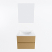 Mondiaz VICA ensemble de meuble de salle de bain - 60cm - meuble sous lavabo oro - 2 tiroirs - lavabo denia milieu - 1 trou de robinet - couleur Blanc Brillant - miroir LED - version XL 60cm de haut SW1091986