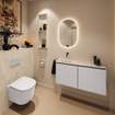 MONDIAZ TURE-DLUX Meuble toilette - 100cm - Cale - EDEN - vasque Ostra - position gauche - sans trou de robinet SW1104751