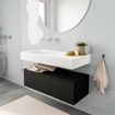 MONDIAZ ALAN 100cm - meuble bas - urban - 1 tiroir - lavabo suspendu - vasque à gauche - 0 trous de robinet - talc SW408589
