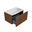 MONDIAZ KURVE-DLUX 70cm Meuble salle de bain - couleur Walnut - 1 tiroir - vasque BIG SMALL centre - sans trou de robinet - couleur Ostra SW1137871