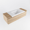 Mondiaz BUKLA Ensemble de meuble - 120x45x34cm - 1 trou de robinet - lavabo centré - solid surface - Talc - sans poignée - 1 tiroir - Mélamine - Chêne blanchi SW704731