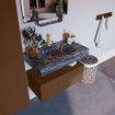Mondiaz ALAN-DLUX Ensemble de meuble - 80cm - meuble Rust mat - 1 tiroir - Lavabo Cloud Lava suspendu - vasque Centre - 1 trou de robinet SW808231