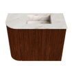 Mondiaz JOYA-DLUX Meuble de toilette 51,6cm - arrondi gauche couleur Ruby - Vasque FAYE position droite Sans trou de robinet couleur Frappe SW1423539