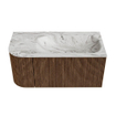 MONDIAZ KURVE-DLUX 95cm Meuble salle de bain avec module 25 G - couleur Walnut - 1 tiroir - 1 porte - vasque BIG SMALL droite - sans trou de robinet - couleur Glace SW1138016