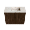 Mondiaz JOYA-DLUX 50cm toiletmeubel - kleur Walnut - Wastafel FAYE positie Rechts 1 kraangat kleur Frappe. SW1422277