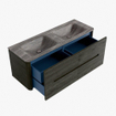 Mondiaz CIRO-DLUX Meuble de salle de bains - 130x45x50cm - lavabo Solid surface Oza - 2 vasques Double - sans trous de robinet - 4 tiroirs - Shadow SW1532384