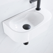 QeramiQ Fuente Ensemble lave-mains - 40x21.5x12cm - droite - lisse - semi-circulaire - 1 trou de robinet - céramique - robinet lave-mains blanc mat - bonde - siphon abaissé - blanc brillant SW1419342