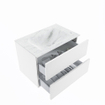 Mondiaz VICA-DLUX Ensemble de meuble de salle de bain - 70cm - meuble sous lavabo talc - 2 tiroirs - lavabo encastré cloud milieu - 1 trou de robinet - version haute de 60cm - opalo SW1088458