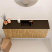Mondiaz JOYA 100cm meuble de salle de bains - couleur Oak - Vasque FAYE position Milieu 1 trou de robinet couleur Urban. SW1421241