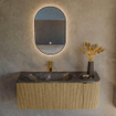 Mondiaz KURVE-DLUX Ensemble de meuble de salle de bains - 115x46x40cm - 1 tiroir - 1 porte - lavabo solid surface - gauche - 1 trou de robinet - Dusk SW1415267
