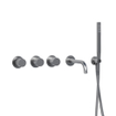 Fortifura Nebbio Ensemble combiné baignoire - robinet thermostatique - coude mural avec support de douchette - flexible de douche lisse - barre de douchette - bec - inox brossé SW1238018