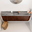 Mondiaz JOYA-DLUX 123.2cm toiletmeubel - ronding links en rechts kleur Ruby - Wastafel FAYE positie Midden 1 kraangat kleur Sombra. SW1425718