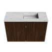 Mondiaz JOYA-DLUX 60cm toiletmeubel - kleur Walnut - Wastafel FAYE positie Rechts 1 kraangat kleur Opalo. SW1422541