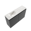 MONDIAZ TURE-DLUX Meuble de toilettes 80 cm Dark Grey. EDEN lavabo Ostra position gauche. Sans trou de robinet. SW1104808