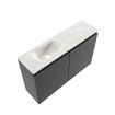 MONDIAZ TURE-DLUX Meuble toilette - 80cm - Dark Grey - EDEN - vasque Ostra - position gauche - sans trou de robinet SW1104808