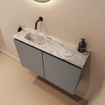 MONDIAZ TURE-DLUX Meuble de toilette 80cm Smoke. Lavabo EDEN Glace position gauche. Sans trou de robinet. SW1103552