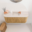 Mondiaz JOYA-DLUX 83.2cm toiletmeubel - ronding links en rechts kleur Oak - Wastafel FAYE positie Midden 1 kraangat kleur Meli. SW1423976