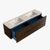 Mondiaz CIRO-DLUX Meuble de salle de bains - 170x45x50cm - Plan vasque solid surface Nata - 2 vasques double - 2 trous de robinetterie - 4 tiroirs - Noyer SW1530617
