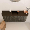 Mondiaz JOYA 93.2cm meuble de salle de bains WC - arrondis gauche et droite couleur Shadow - Vasque FAYE position Milieu 1 trou de robinet couleur Urban SW1421549