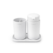Brabantia ReNew Accessoires de salle de bains - set de 3 - Distributeur de savon - Porte-brosse à dents - Coupelle - blanc SW454753