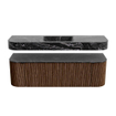 MONDIAZ THOR-DLUX 150cm badmeubel ronding links + rechts kleur Walnut met 1 lade en 2 deuren. Vrijhangende wastafel CLOUD Midden zonder kraangat kleur Lava. SW1464669