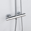 Fortifura Calvi Ensemble de douche pluie - thermostatique - douche principale de 25 cm - flexible en métal - douchette ronde - chrome SW1204418