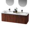 Saniclass Terra vasque pour meuble de salle de bains - 141x46x1.2cm - coins arrondis - 2 vasques - 2 trous de robinet - solid surface - blanc mat SW1418385