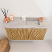 Mondiaz JOYA-DLUX 71.6cm meuble de toilette - arrondi gauche couleur Chêne - Vasque FAYE position Droite 1 trou de robinet couleur Glace. SW1421980